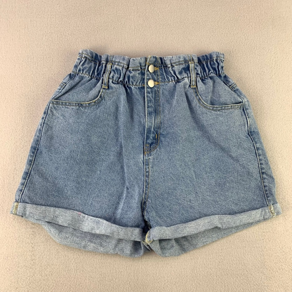 Love Tree Denim Paperbag Shorts Women M Blue Casual High Rise Cuffed Cotton